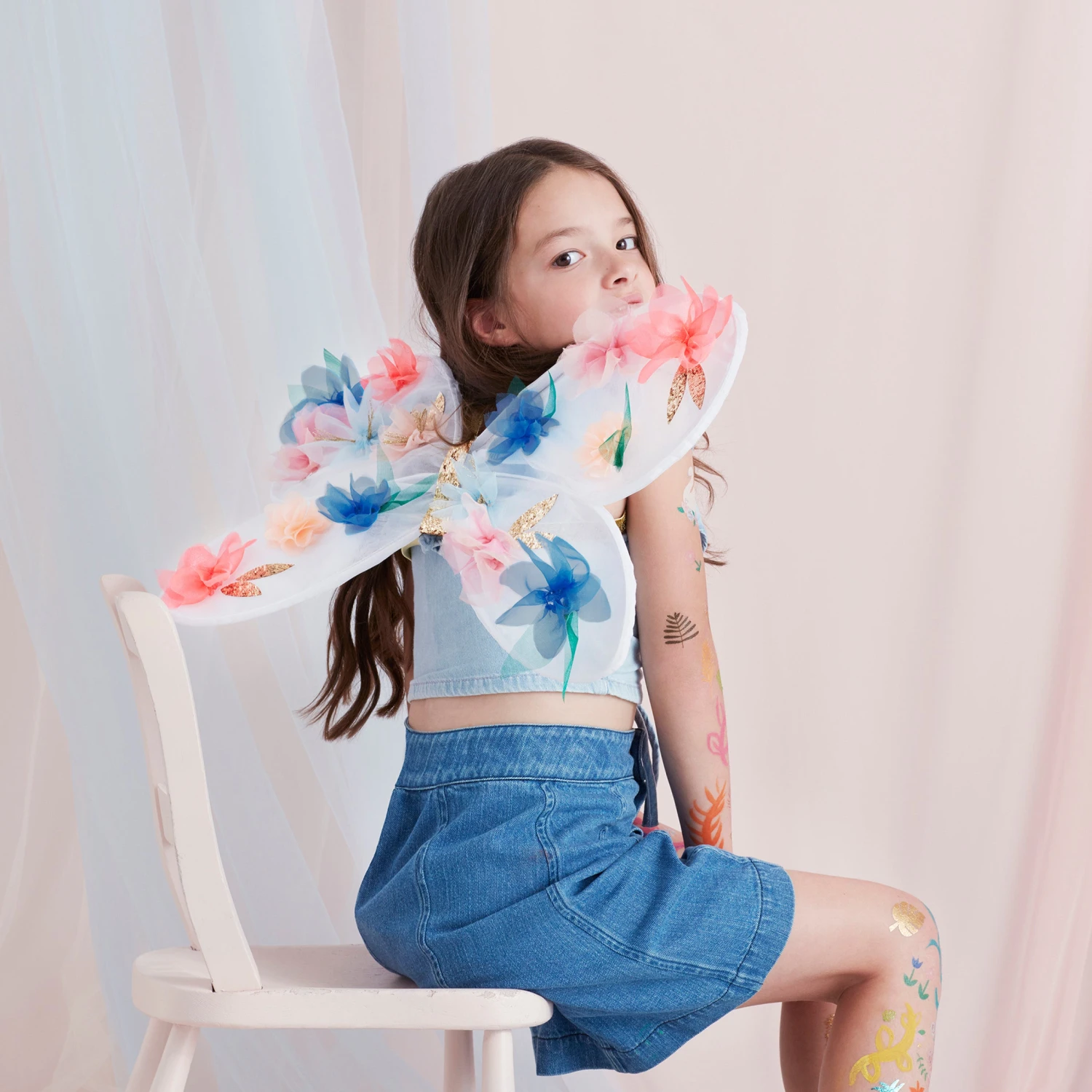 Meri-Meri Organza Flower Wings & Wand 1 Meri-Meri Organza Flower Wings & Wand