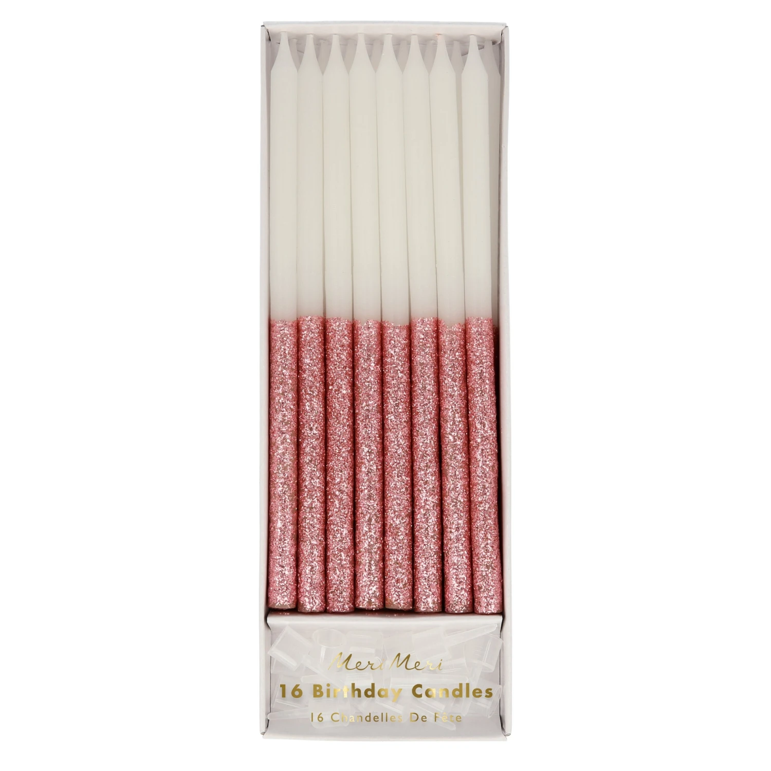 Meri-Meri Dusky Pink Glitter Dipped Candles (x 16) 1 Meri-Meri Dusky Pink Glitter Dipped Candles (x 16)