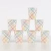 Meri-Meri Plaid Pattern Cups (x 8)