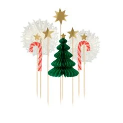 Meri-Meri Christmas Honeycomb Cake Topper Set (x 10)