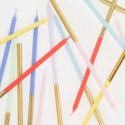 Meri-Meri Gold Dipped Rainbow Mix Candles (x 16) -Party Supply Discount Store media 3871e3e7 2780 4674 9252 e1fe80484b94