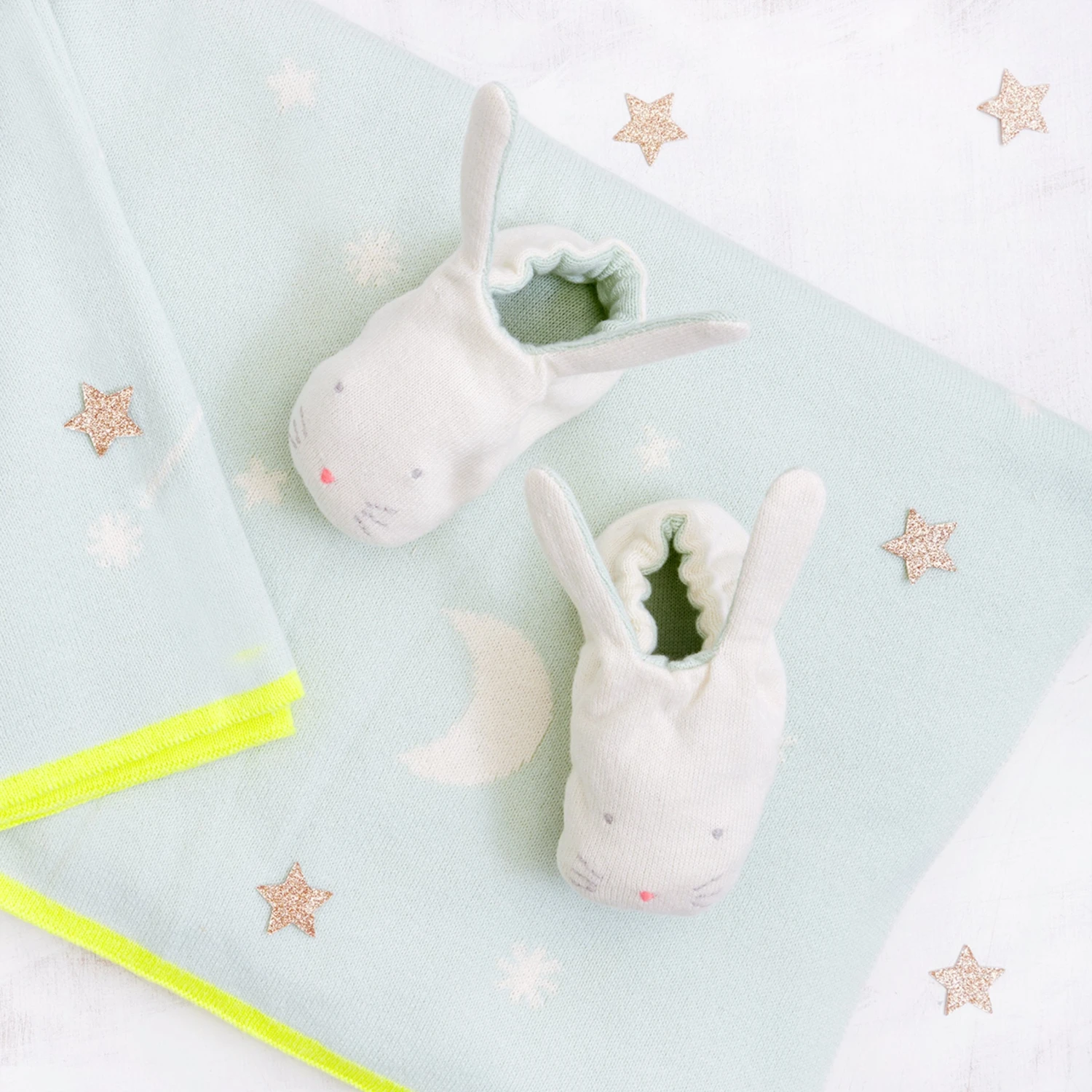 Meri-Meri Mint Bunny Baby Booties 7 Meri-Meri Mint Bunny Baby Booties - Image 7