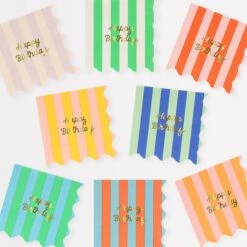 Meri-Meri Stripe Happy Birthday Small Napkins (x 16)