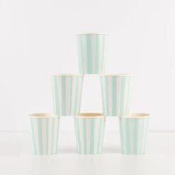 Meri-Meri Mint Stripe Cups (x 8)