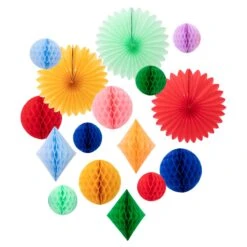 Meri-Meri Rainbow Honeycomb Decoration Kit (x 16)
