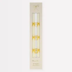 Meri-Meri Gold Bow Taper Candles (x 2)