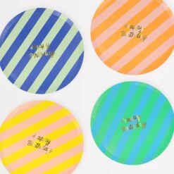 Meri-Meri Stripe Happy Birthday Side Plates (x 8)