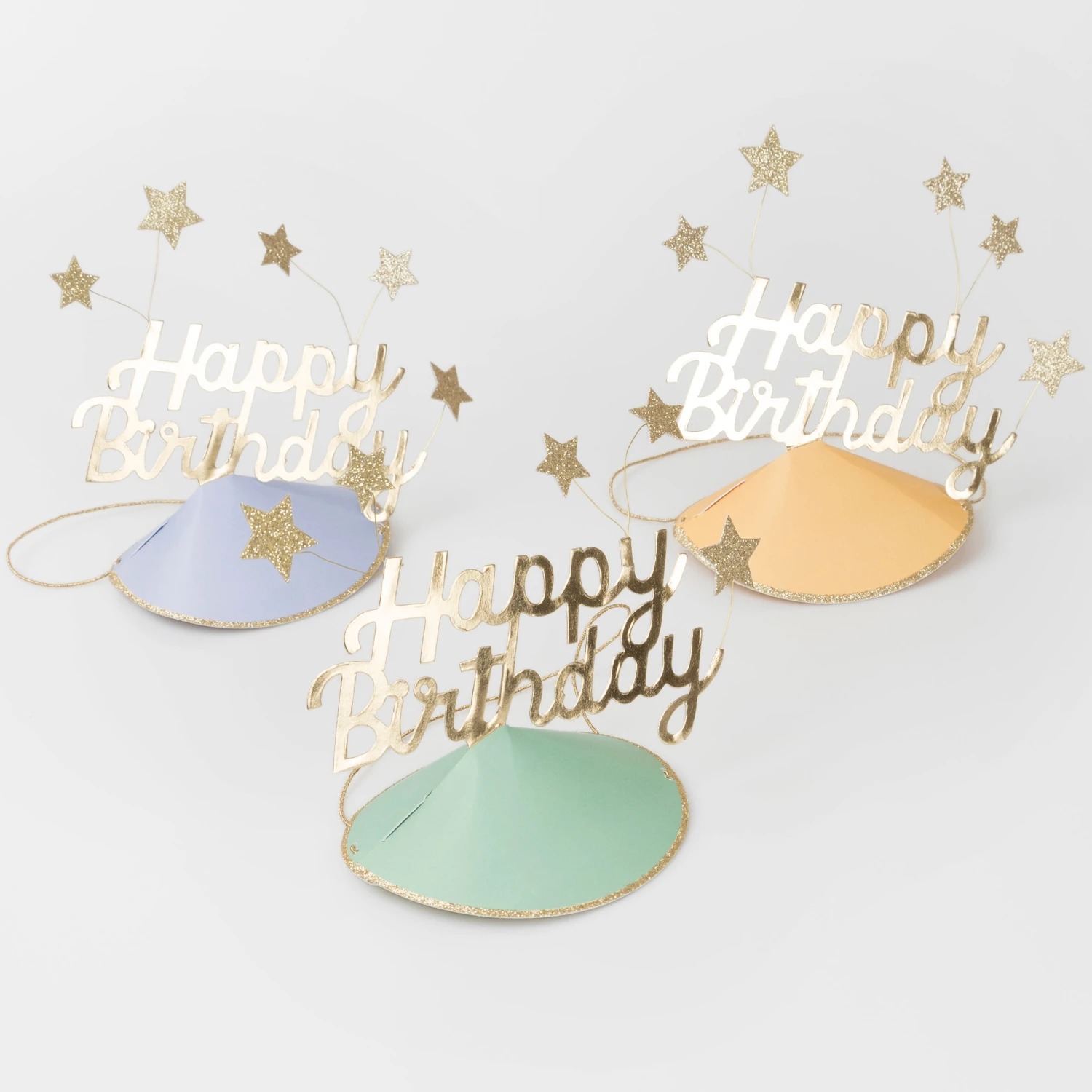 Meri-Meri Happy Birthday & Stars Party Hats (x 6) 2 Meri-Meri Happy Birthday & Stars Party Hats (x 6) - Image 2