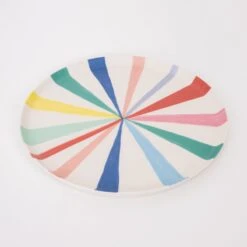 Meri-Meri Large Bright Stripe Reusable Bamboo Plates (x 6)