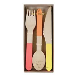 Meri-Meri Neon Wooden Cutlery Set (x 24)