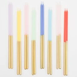 Meri-Meri Gold Dipped Rainbow Mix Candles (x 16) -Party Supply Discount Store media bcfcd6bd b3cc 442d be88 9d1e9cf100f9