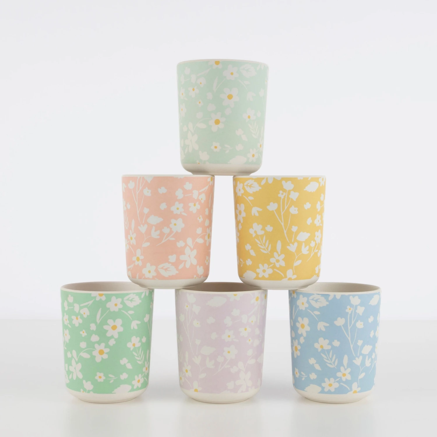 Meri-Meri Floral Reusable Bamboo Cups (x 6) 1 Meri-Meri Floral Reusable Bamboo Cups (x 6)