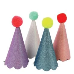 Meri-Meri Glitter Pompom Party Hats (x 8)