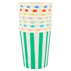 Meri-Meri Mixed Stripe Cups (x 8) -Party Supply Discount Store media d7336522 f678 4001 838f 155237a92774