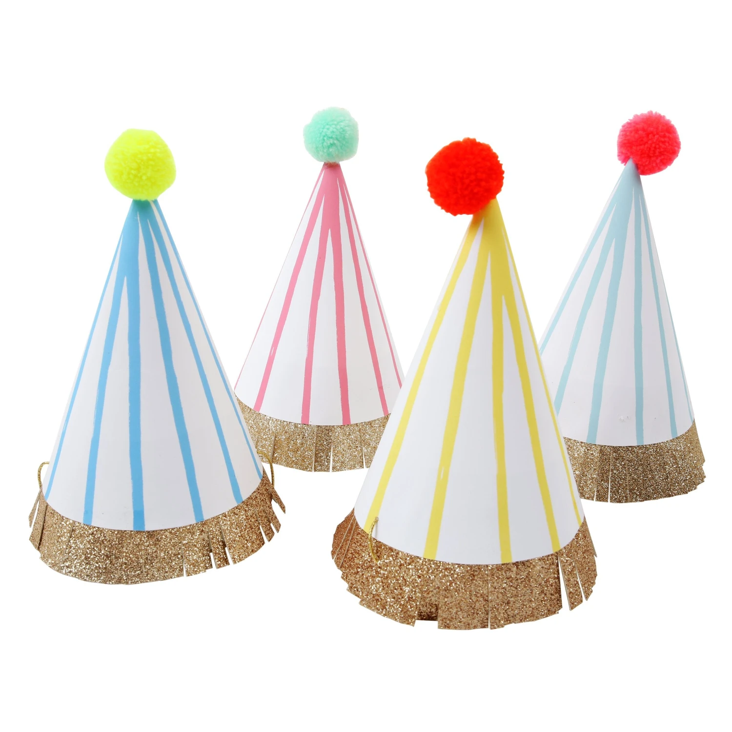 Meri-Meri Stripe Pompom Party Hats (x 8) 1 Meri-Meri Stripe Pompom Party Hats (x 8)