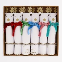 Meri-Meri Reindeer With Velvet Bows Crackers (x 6)