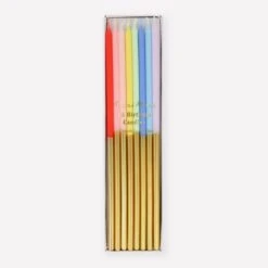 Meri-Meri Gold Dipped Rainbow Mix Candles (x 16)