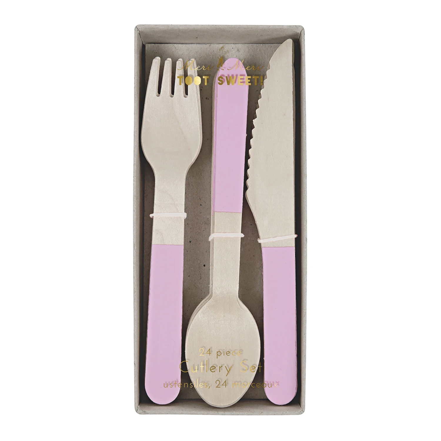 Meri-Meri Pink Wooden Cutlery Set (x 24) 1 Meri-Meri Pink Wooden Cutlery Set (x 24)